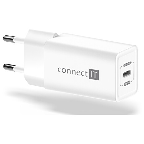 CONNECT IT Fast PD Charge nabíjecí adaptér 1×USB-C, 18W PD, BÍLÝ