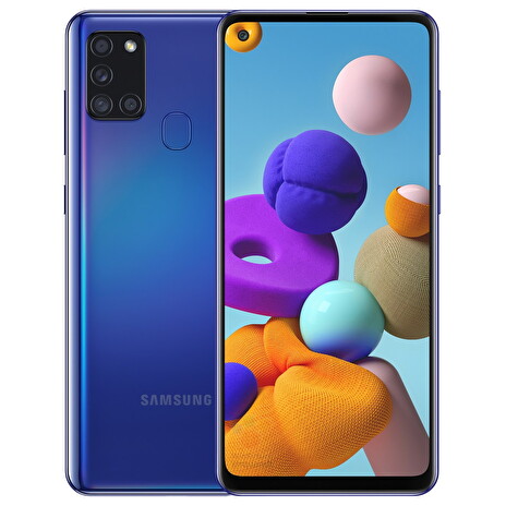 Samsung Galaxy A21s - Smartphone - dual-SIM - 4G LTE - 64 GB - microSD slot - GSM - 6.5" - 1600 x 720 pixelů - PLS TFT - RAM 4 GB (13 MP přední kamera) - 4x zadní fotoaparát - Android - modrá