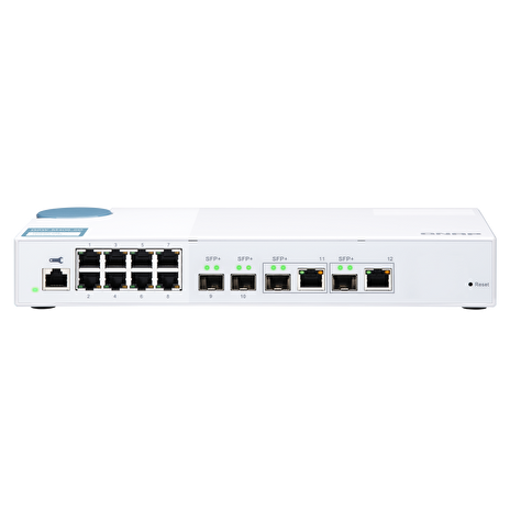 QNAP managovatelný switch QSW-M408-2C (12portů: 8x Gigabit port + 4x 10G SFP+ /2x 10GbE kombo porty)