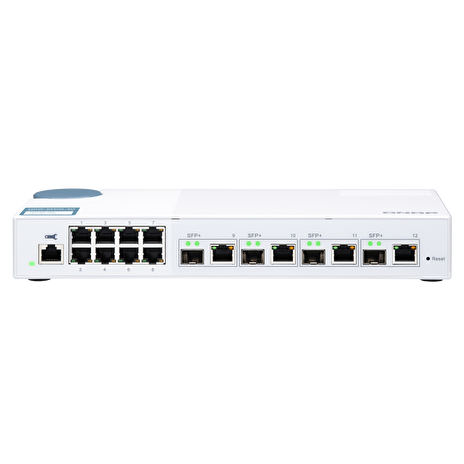 QNAP managovatelný switch QSW-M408-4C (12 portů: 8x Gigabit port + 4x 10G SFP+ / 10GbE kombo porty)