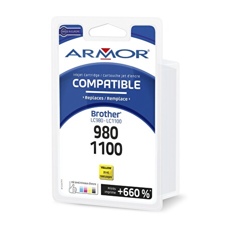 Armor ink-jet pro BROTHER LC-980/1100Y, žlutá/yel.
