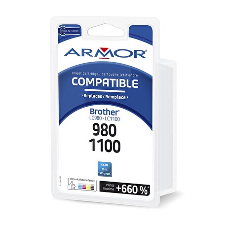 Armor ink-jet pro BROTHER LC-980/1100C, modrá/cyan
