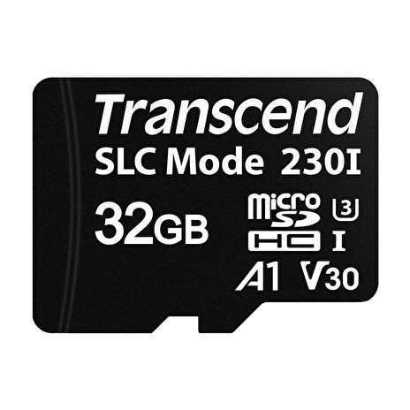 Transcend 32GB microSDHC230I UHS-I U3 V30 A1 (Class 10) 3D TLC (SLC mode) průmyslová paměťová karta, 100MB/s R, 70MB/s W