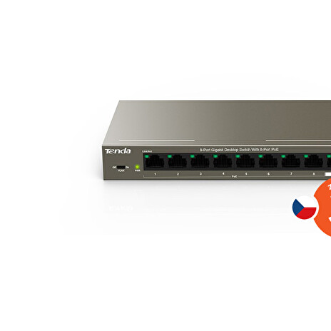 Tenda TEG1109P-8-102W - PoE AT Switch 102Watt, 9xRJ45 Switch s 8x 10/100/1000 Mbps PoE, Fanless, Kov