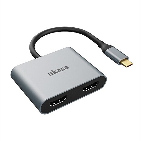 AKASA adaptér USB Type-C na 2x HDMI / AK-CBCA26-18BK / 18cm / černý