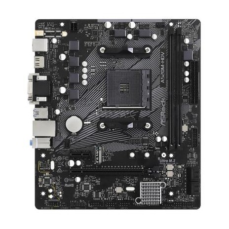 ASROCK MB A520M-HDV (AM4, amd A520, mATX, 2xDDR4 4733+, VGA+DVI+HDMI )