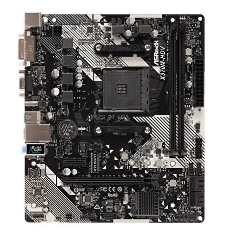 ASROCK MB X370M-HDV R4.0 (AM4, amd X370, 2xDDR4, PCIE, VGA+DVI+HDMI, 4x SATA+M.2, USB3.1, 7.1, GLAN, mATX)