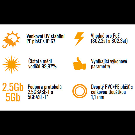 Instalační kabel Solarix CAT5E FTP PVC+PE dvojitý plášť 305m/cívka