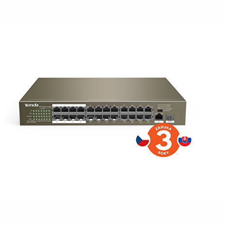 Tenda TEF1126P-24-250W (24xPoE 802.3af/at 10/100Mbps, Uplink 1xRJ45 + 1xSFP 1Gbs),250W