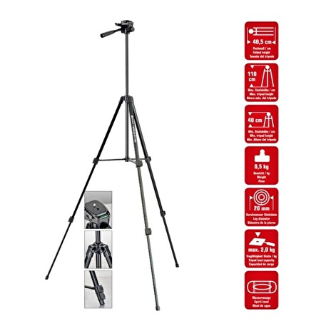 Braun LW BLT 100S stativ (40,5-110 cm, 500 g, 3-směrná hlava, max.2kg, černý)