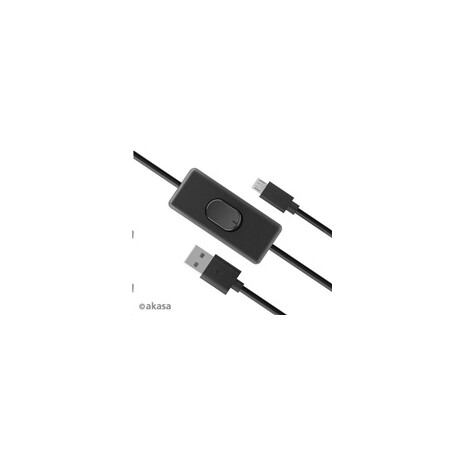 AKASA kabel USB-A 2.0 na Micro-B, napájecí kabel se switchem (pro Raspberry Pi 3 / 2 /1 / Zero), 1.5m