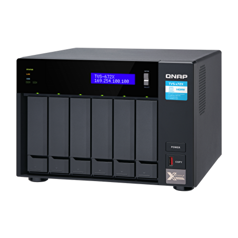 QNAP TVS-672X-i3-8G (3,1GHz / 8GB RAM / 6x SATA / 2x M.2 NVMe slot / 1x HDMI 4K / 2x GbE / 1x 10GbE)