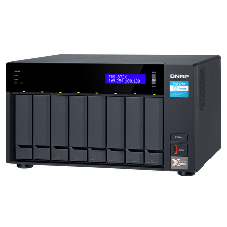 QNAP TVS-872X-i3-8G (3,1GHz / 8GB RAM / 8x SATA / 2x M.2 NVMe slot / 1x HDMI 4K / 2x GbE / 1x 10GbE)