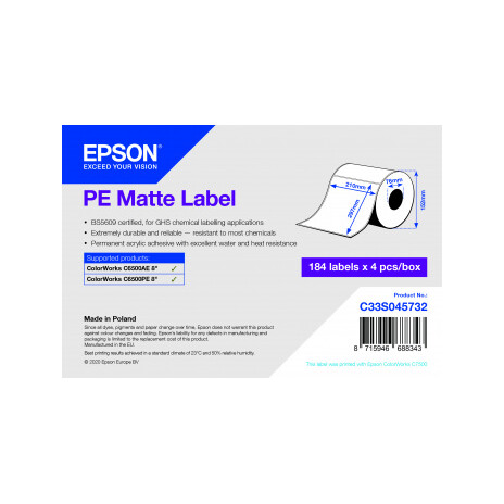 PE Matte Label 210 x 297mm, 184 lab