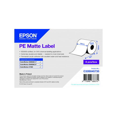 PE Matte Label Cont.R, 102mm x 55m