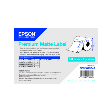 Premium Matte Label 105x210 mm, 282 lab