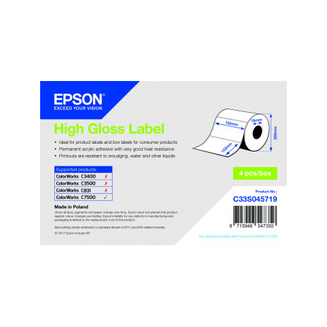 High Gloss Label 102 x 152mm, 800 lab
