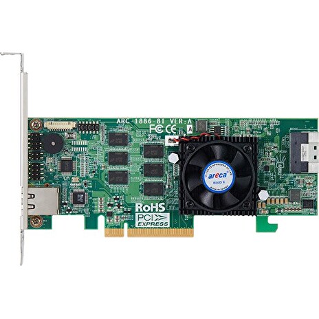 ARECA Tri-mode RAID card 8-port int. (SFF-8654) 8GB DDR4, PCIe4.0 x8 Card, LP