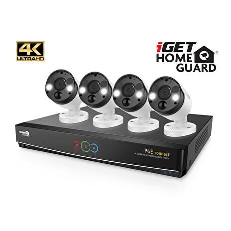 iGET HOMEGUARD HGNVK84904 - Kamerový PoE systém se SMART detekcí pohybu, 8-kanálový Ultra HD 4K rekordér NVR