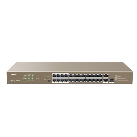 Tenda TEF1126P-24-410W PoE AF / AT switch - 24x PoE 100 Mb/s + 2x Uplink 1Gb/s RJ45/SFP, PoE 370W