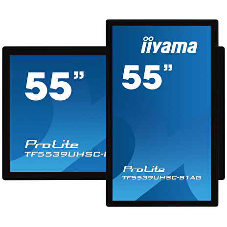 55" iiyama TF5539UHSC-B1AG: IPS, 4K, capacitive, 15P, 500cd/m2, VGA, HDMI, DP, 24/7, IP54, černý