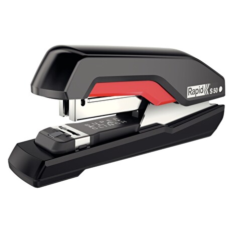 Stolní sešívačka Rapid Supreme S50 SuperFlatClinch™, 50 listů, černá/červená