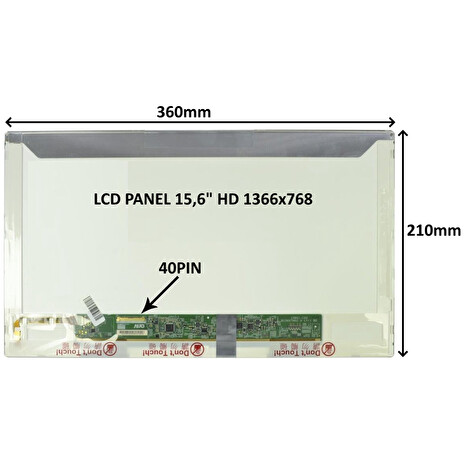 LCD PANEL 15,6" HD 1366x768 40PIN LESKLÝ / ŠROUBOVÁNÍ Z BOKŮ