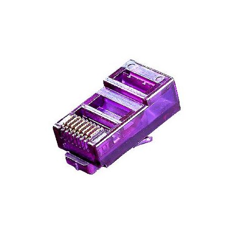 Konektor UTP RJ45 lanko/licna, pozlacená 3u, Cat5e, fialová, 10ks