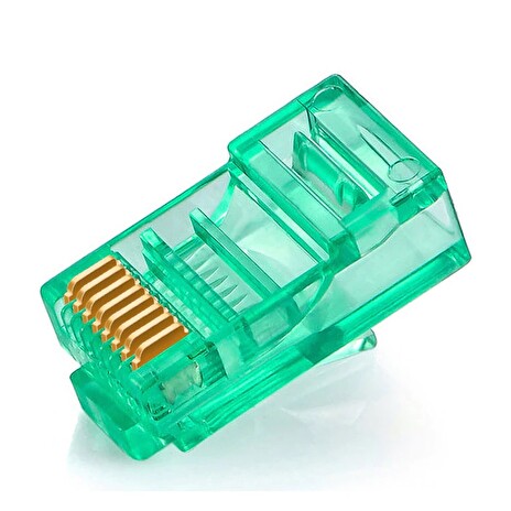 Konektor UTP RJ45 lanko/licna, pozlacená 3u, Cat5e, zelená, 10ks