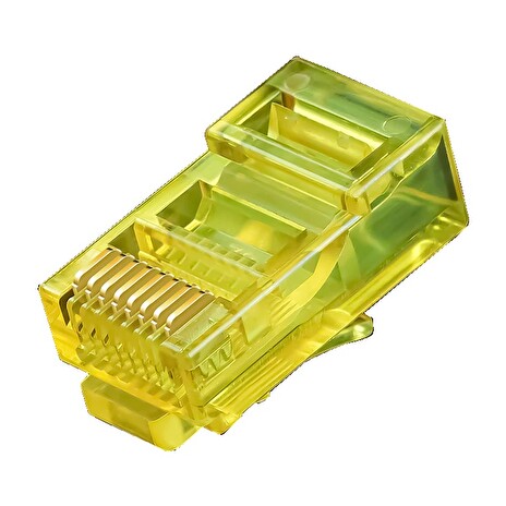 Konektor UTP RJ45 lanko/licna, pozlacená 3u, Cat5e, žlutá, 10ks