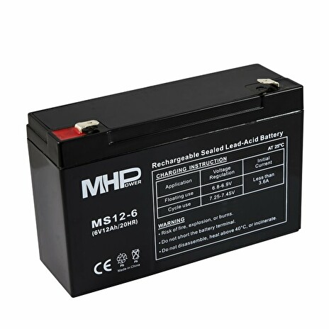 Baterie MHPower MS12-6 VRLA AGM 6 V / 12 Ah