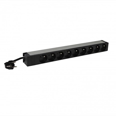 LEGRAND PDU Základní, 1U-19", výstup 9x 230V (CZ/FR), 1-fáze 16A, vstup CZ vidlice - kabel 3m, LED indikace napájení