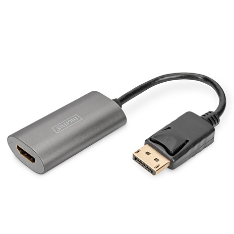 Digitus Převodník DP - HDMI, 20 cm 8K/60Hz, šedý, hliníkové pouzdro