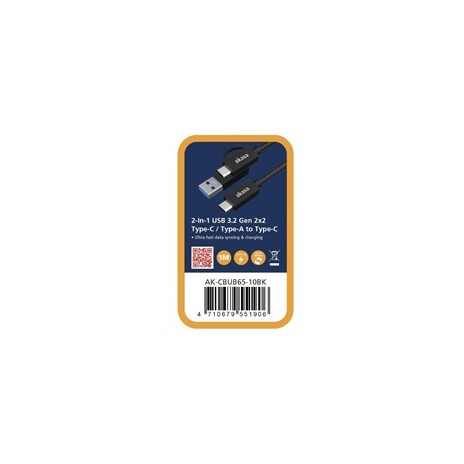 AKASA - 2v1 USB 3.2 Gen 2 Type-C/A na Type-C, 1m
