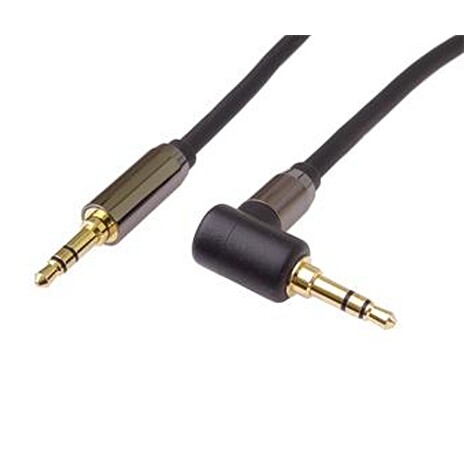 PremiumCord HQ stíněný kabel stereo Jack 3.5mm - Jack 3.5mm zahnutý 90° 3m