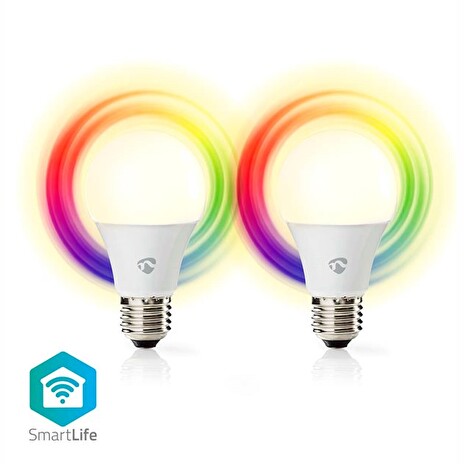 Nedis WIFILRC20E27 - SmartLife LED žárovka | Wi-Fi | E27 | 806 lm | 9 W | RGB / Warm to Cool White | Android / IOS, /2ks