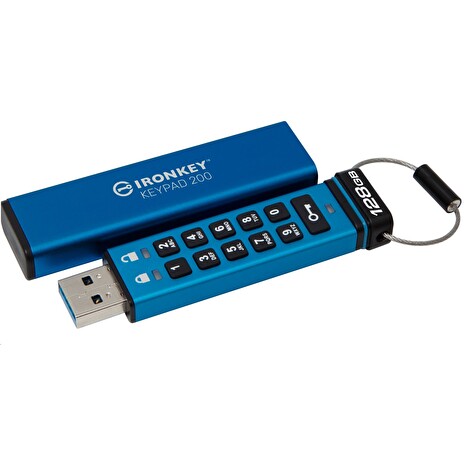 Kingston flash disk 128GB IronKey Keypad 200, FIPS 140-3 Lvl 3 (Pending) AES-256 Encrypted