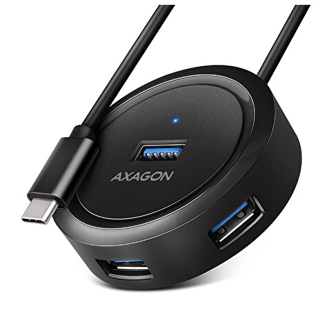 AXAGON HUE-P1C, 4x USB 3.2 Gen 1 ROUND hub, micro USB nap. konektor, kabel USB-C 30cm