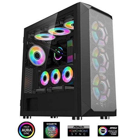 1stCOOL MiddleTower Wind Storm Black, AU, USB3.0 + set ARGB