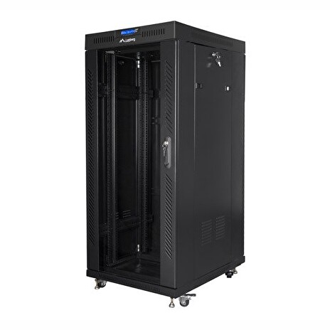 LANBERG Volně stojící skříň 19" 22U/800x1000 LCD skleněné dveře černá (RAL9004) (v rozloženém stavu)