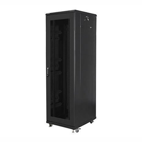 LANBERG Volně stojící skříň 19" 42U/600x800 (v rozloženém stavu) síťované dveře černá (RAL9004)