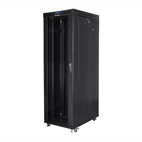 LANBERG Volně stojící skříň 19" 42U/800x1000 (v rozloženém stavu) skleněné dveře LCD černá (RAL9004)
