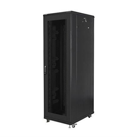 LANBERG Volně stojící skříň 19" 42U/800x800 (v rozloženém stavu) síťované dveře černá (RAL9004)