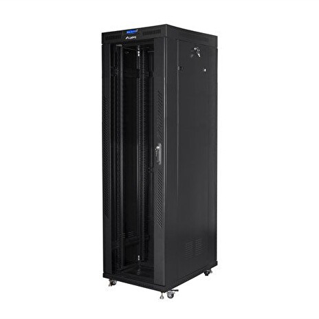 LANBERG Volně stojící skříň 19" 42U/800x800 (v rozloženém stavu) skleněné dveře LCD černá (RAL9004)