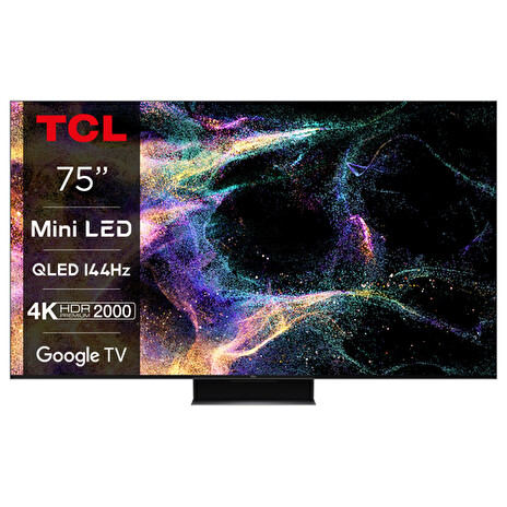 TCL 75C845 TV SMART Google TV QLED/191cm/4K UHD/4500 PPI/144Hz/MiniLED/HDR10+/Dolby Atmos/DVB-T/T2/C/S/S2/VESA