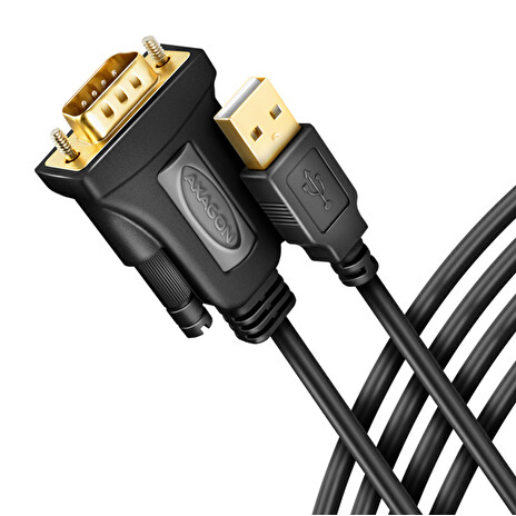 AXAGON ADS-1PQN, USB-A 2.0 - sériový RS-232 DB9-M FTDI adaptér / kabel 1.5m