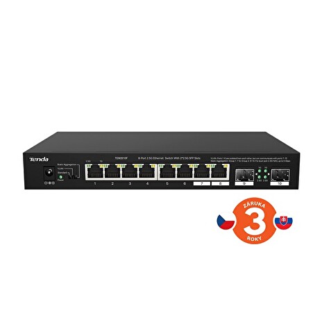 Tenda TEM2010F - 2.5G Ethernet switch, 8x RJ45 2.5G + 2x SFP Multi-Gigabit Switch 100/1000/2500 Mbps, VLAN, MAC 16K