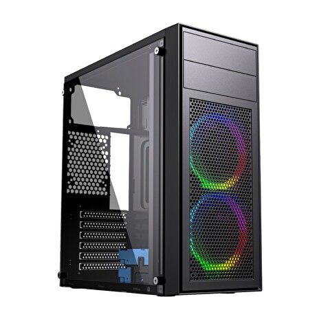 Gembird Fornax M100 RGB/Midi Tower/Transpar./Černá