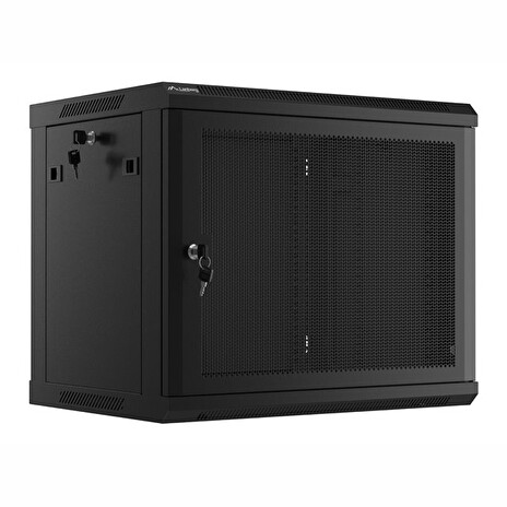 LANBERG Nástěnná jednodílná skříň 19", 9U/600x450, (v rozloženém stavu), perforované dveře, černá (RAL9004)