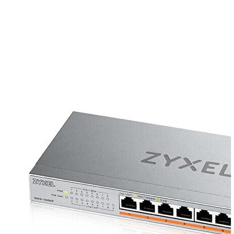 Zyxel XMG-108 8 Ports 2,5G + 1 SFP+, 8 ports 100W total PoE++ Desktop MultiGig unmanaged Switch